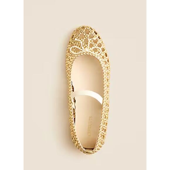 NWT J. Crew crewcuts Girls Basketweave Ballet Flat 5 Mary Jane Gold CJ095 J.Crew - Picture 3 of 5